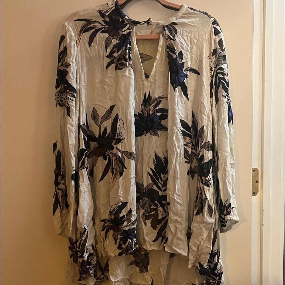 Free People Cream Floral Blouse